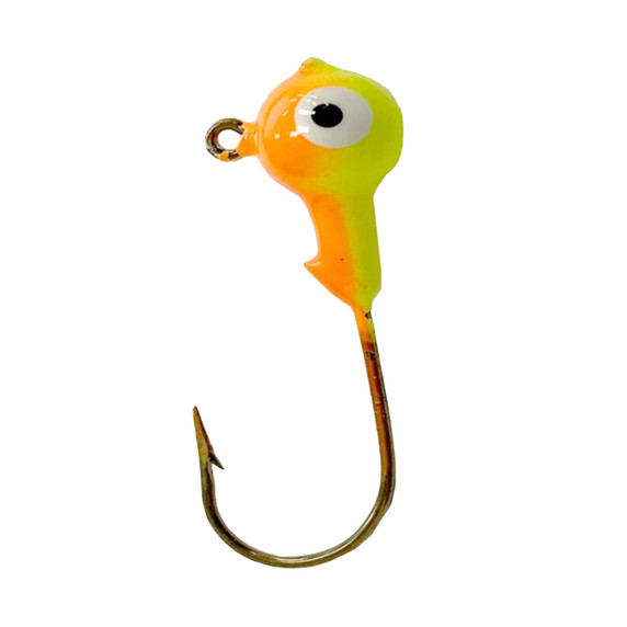 Head Hunter Painted Ball Head Jig Head Image in Chartreuse-Orange
