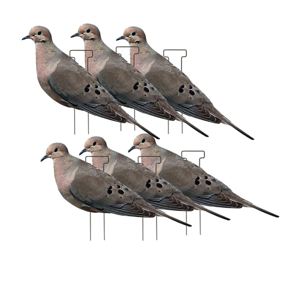 Image of the Pro-Grade Mourning Dove Silhouette Decoys with Field Stakes - 6 Pack.