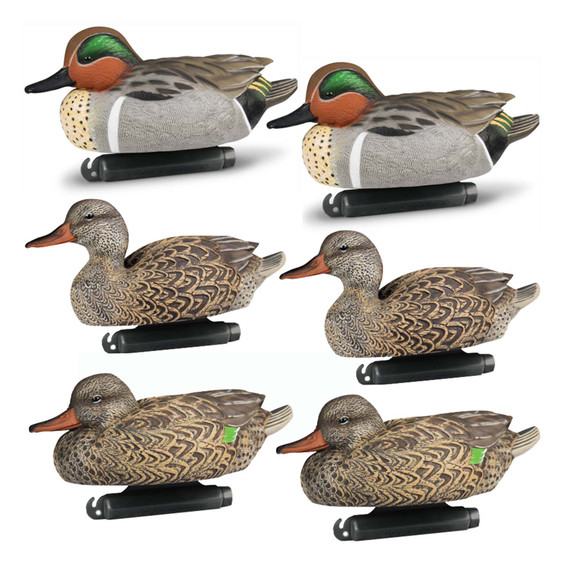 DOA Decoys Refuge Series Floating Green-Winged Teal Decoys, 6 Pack Image