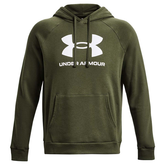 Under Armour Men's Rival Fleece Logo Hoodie, Marine OD Green-White Image