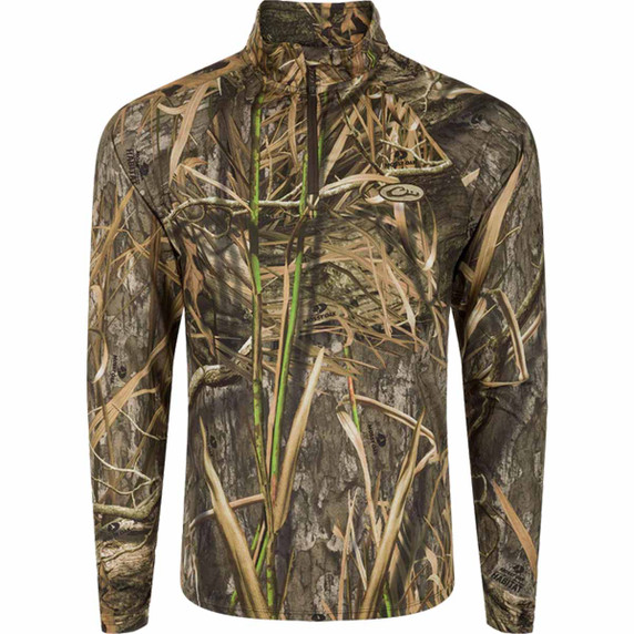 Drake Waterfowl EST Microlite 1/4-Zip Pullover Image in Mossy Oak Habitat
