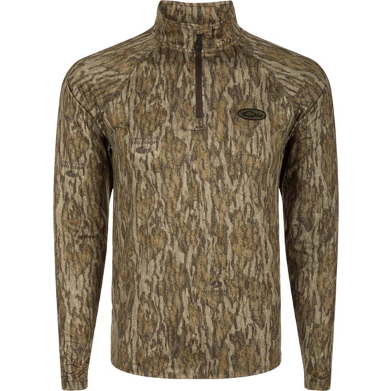 Drake Waterfowl EST Microlite 1/4-Zip Pullover Image in Mossy Oak Bottomland