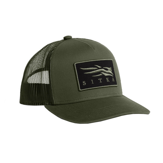 Sitka Icon Patch Hi Pro Trucker Hat Image in Olive Green