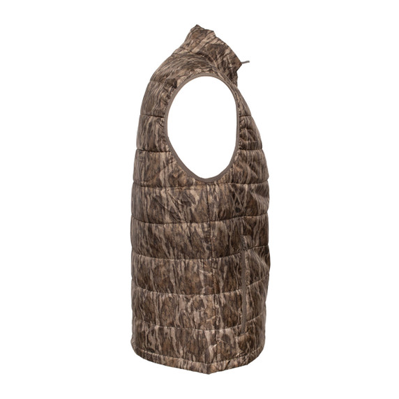 Rogers Camo Puff-E Electric Vest Side Image in Mossy Oak Bottomland