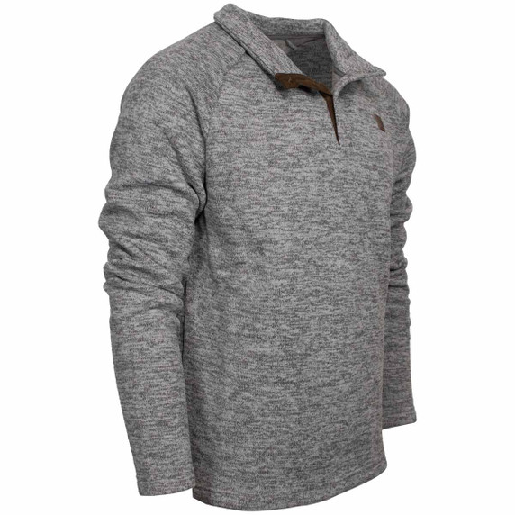 tilted Rogers Classic 4 Button Henley Fleece Sweater Image.