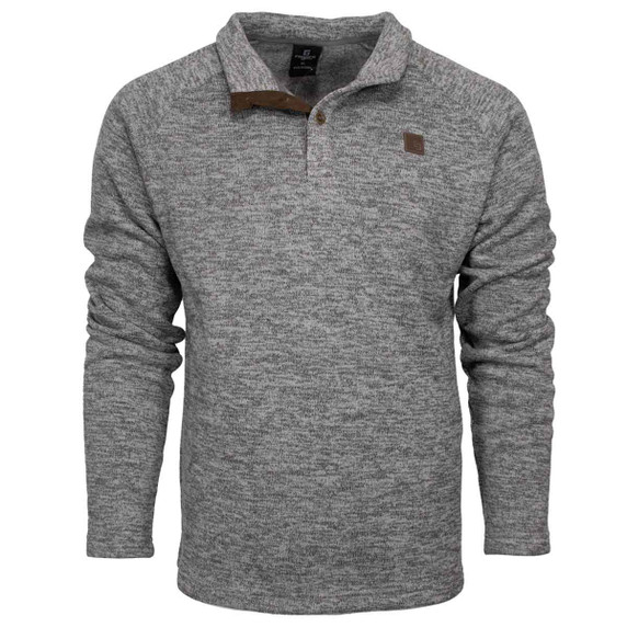 Rogers Classic 4 Button Henley Fleece Sweater Image - Charcoal