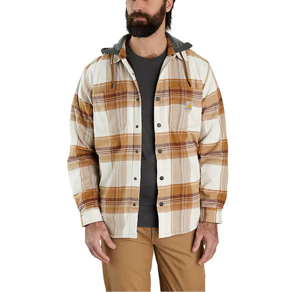 Rugged Flex Relaxed Fit Flannel Fleece Lined Hooded Shirt Jac