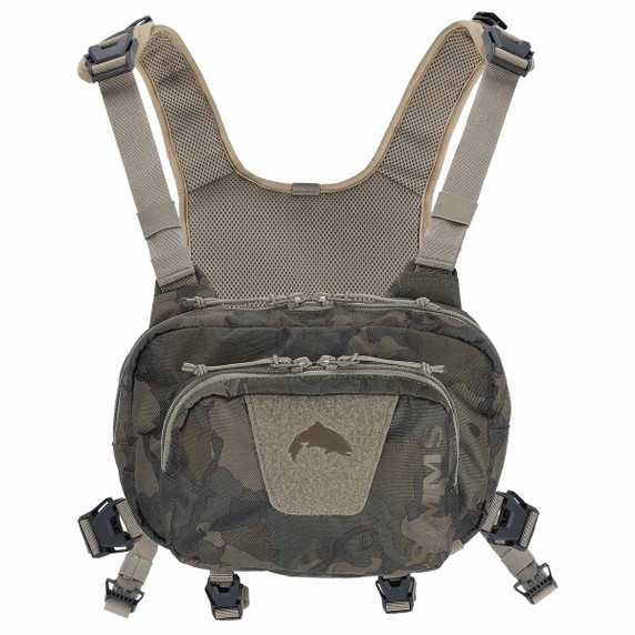 Simms Tributary Hybrid Chest Pack Image in Regiment Camo Olive Drab