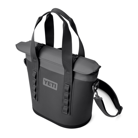 Yeti Hopper M15 Soft-Sided Cooler Left-Angled Image in Charcoal
