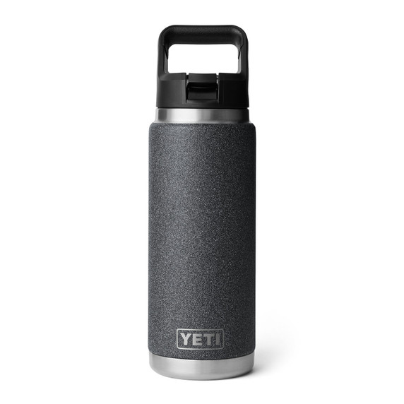 Yeti Rambler 26 oz. Water Bottle with Color-Matched Straw Cap Image in Black Stone