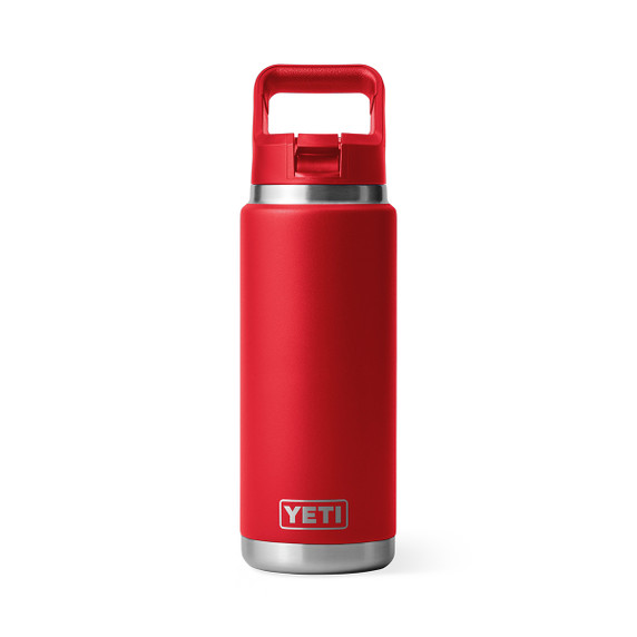 Yeti Rambler 26 oz. Water Bottle with Color-Matched Straw Cap Image in Rescue Red