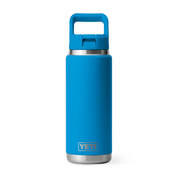 Yeti Rambler 26 oz. Water Bottle with Color-Matched Straw Cap Image in Big Wave Blue