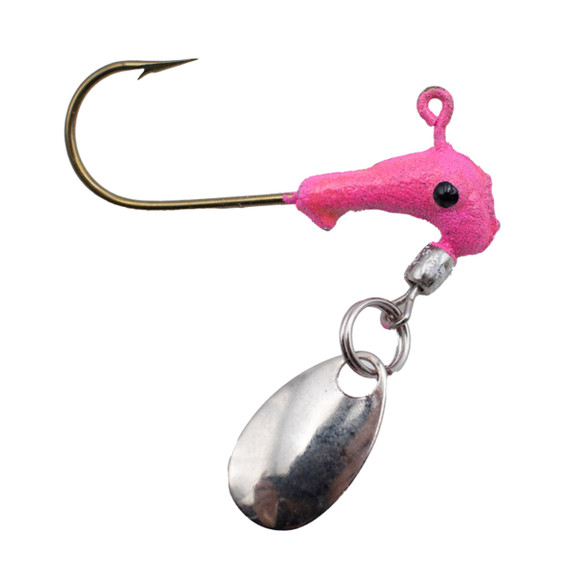 Head Hunter 1/16 oz. Horse Head Hot Pink Jig Head with Spinner - 10 Pack