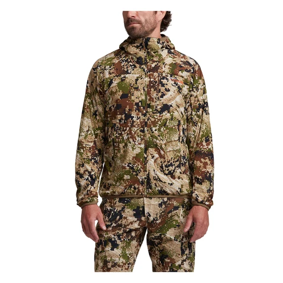 Front Model Image of the Sitka Ambient 100 Hooded Jacket.
