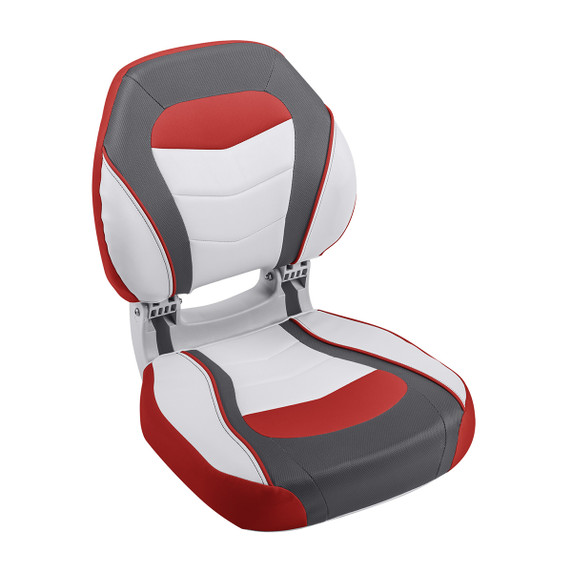 Wise Boat Seats Torsa Sport Folding Boat Seat Image in Crimson Red/Reef Stone/Sky Grey
