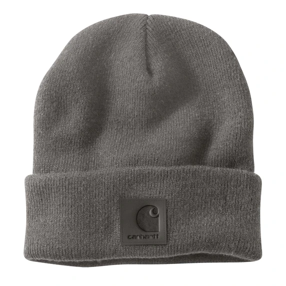 Carhartt Leatherette Watch Cap Beanie Image in Mud Gray