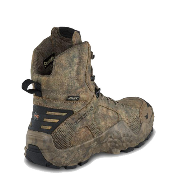 Irish Setter VaprTrek Mens 8" Waterproof Lather Camo Hunting Boot Back Image