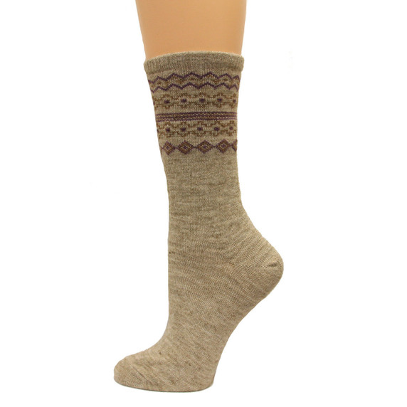 Wise Blend Women's Fairisle Pattern Crew Socks Image