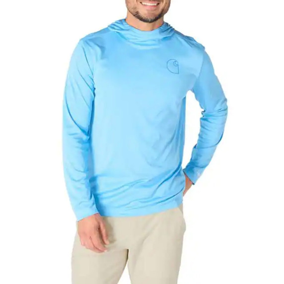 Carthartt Force Sun Defender Lightweight Graphic Hoodie Image in Tranquil Blue Heather