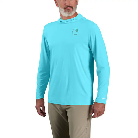 Carthartt Force Sun Defender Lightweight Graphic Hoodie Image in Gulf Blue