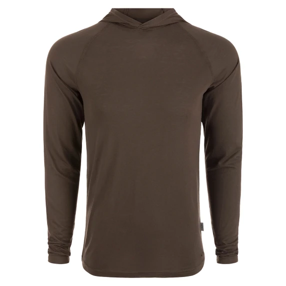 Drake Hunter Creek Bamboo Long Sleeve Hoodie Image in Black Olive Heather