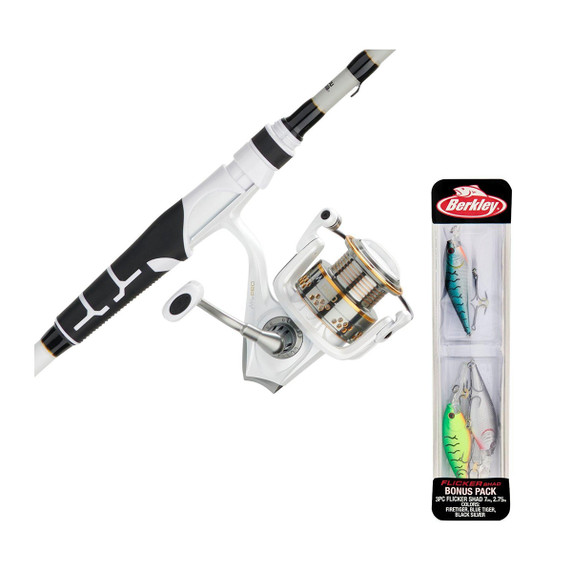 Abu Garcia Max Pro Spinning Rod and Reel Combo with 3-Piece Berkley Flicker Shads Close-Up Image
