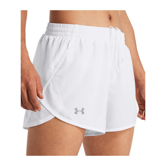 Under Armour Women's Fly By 3" Shorts Model Image in White Reflective