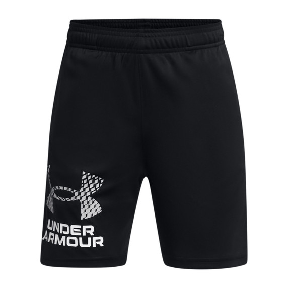 Under Armour Boys' Tech Logo Shorts Image in Black-Mod Gray
