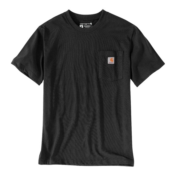 Carhartt Relaxed Fit Heavyweight Short-Sleeve Pocket C Graphic T-Shirt Front Image in Black