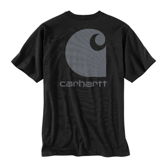 Carhartt Relaxed Fit Heavyweight Short-Sleeve Pocket C Graphic T-Shirt Back Image in Black