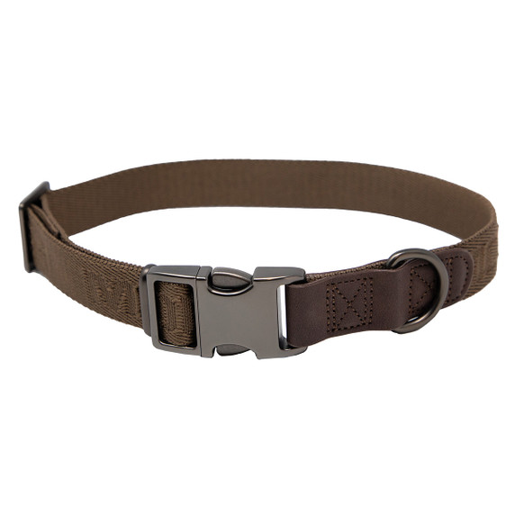 MOmarsh 15"-23" Premium Adjustable Dog Collar Image in Chocolate Brown