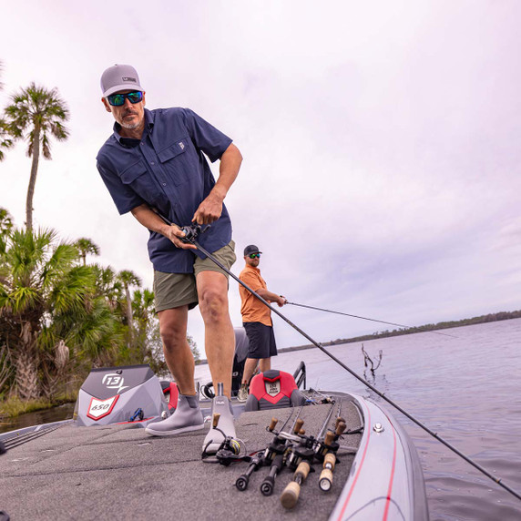 Huk Side Arm Trucker Hat Lifestyle Image in Harbor Mist