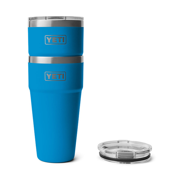 Yeti Rambler 30 oz. Stackable Cup with MagSlider Lid Stacked Image in Big Wave Blue