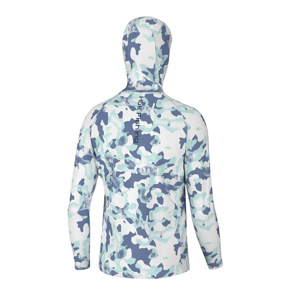 Huk KC Phantom Scales Pursuit Hoodie Back Image in Quiet Harbor