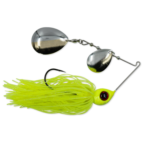 Head Hunter Lures Nasty 50/50 Double Colorado Spinnerbait in Chartreuse Glitter