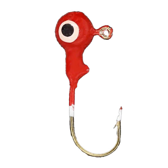 Painted Ball Head Jigheads with Bronze Hook, 10 Pack - Fluorescent Red