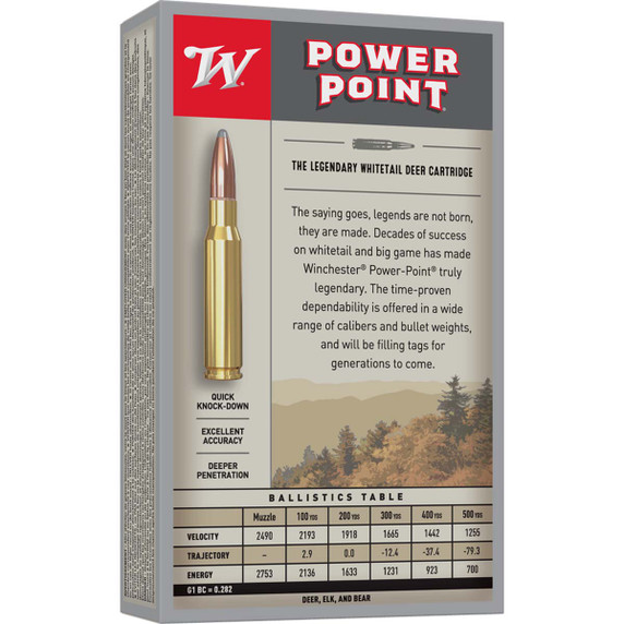 Winchester 358 Winchester 200 Grain Power-Point Rifle Ammunition, Box of 20 Back Image