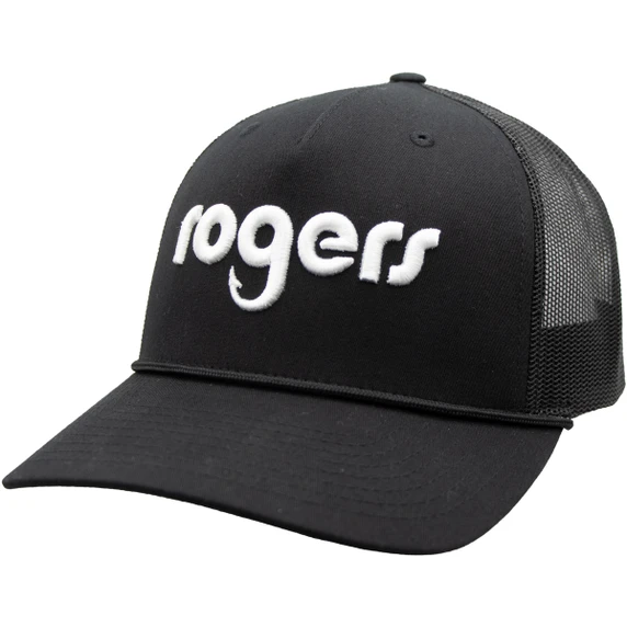 image of Rogers 5 Panel Mesh Back Hat with Rope in Black.