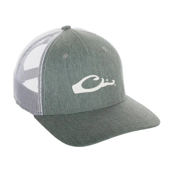 Drake 5-Panel Slick Logo Trucker Cap Image in Charcoal Heather