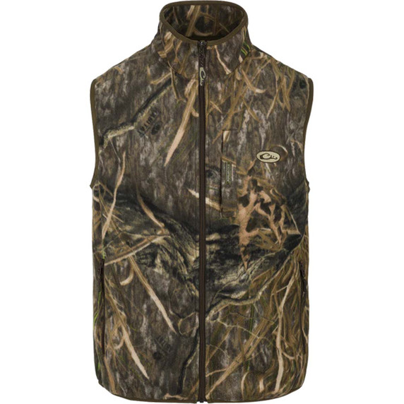 Drake Waterfowl MST Camo Camp Fleece Vest Image in Mossy Oak Habitat