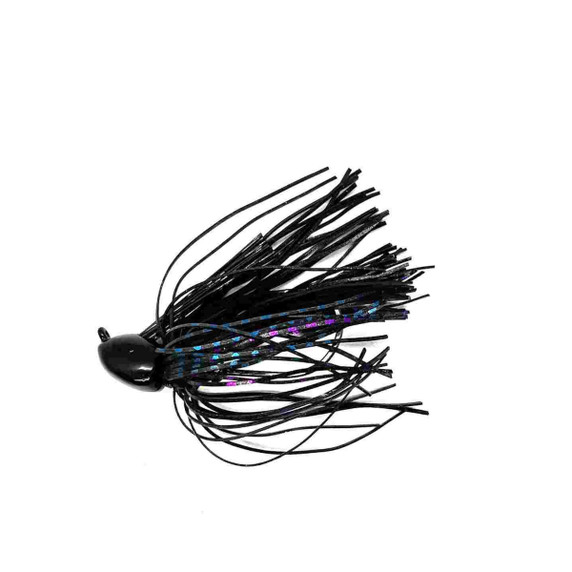 Image of the Chompers Skirted Flipping Brush Jig in Black Purple Flash