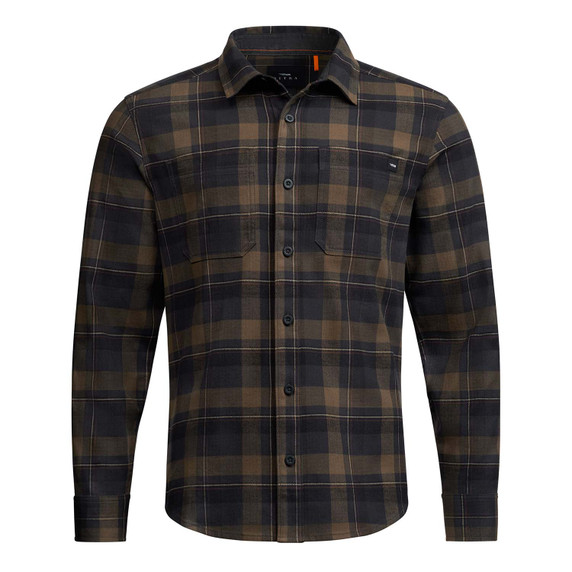 Sitka Ashland Lightweight Flannel Image in Black Pyrite Fall Plaid