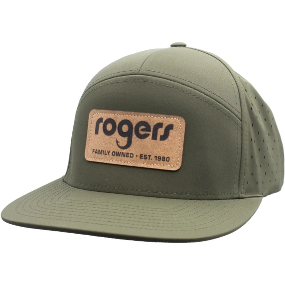 image of Rogers Sporting Goods Richardson 169 Performance 7 Panel Flatbill Trucker Hat in Moss.