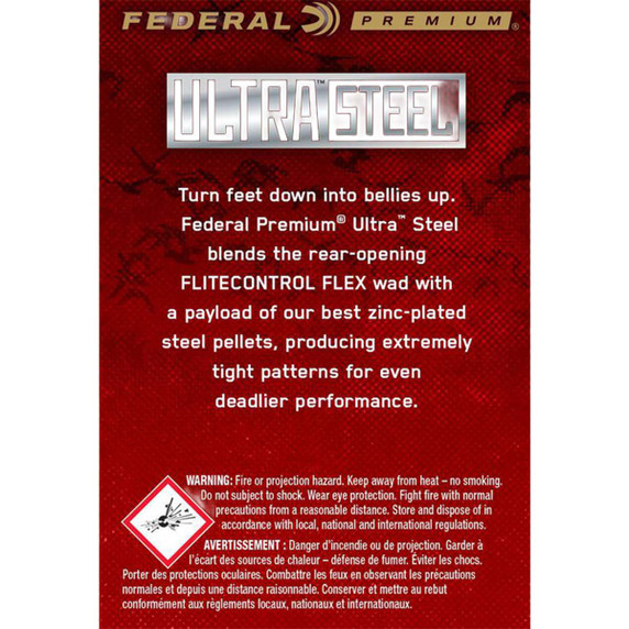 Information Image of the Federal 12 Gauge 3" 1 1/4 oz. 1450 FPS Ultra Steel Double Stack Waterfowl Loads.