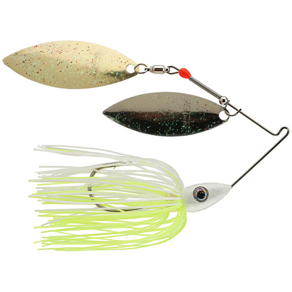 Image of the Pulsator Metal Flake Double Willow Spinnerbait in Chartreuse & White