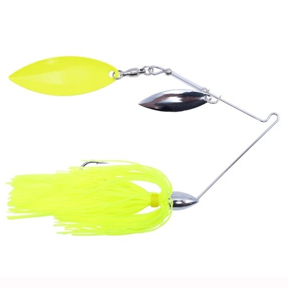 image of Rogers Sporting Goods GO-2 Spinnerbait with Painted Blades and Double Willow in Chartreuse.