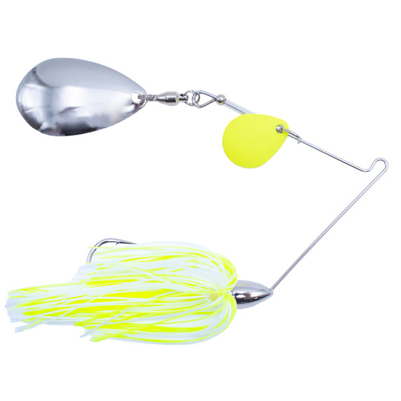 Rogers Colorado Indy GO-2 Spinnerbait, Painted Blades Image in Silver Painted White Chartreuse