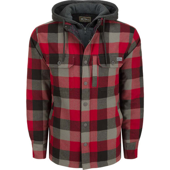 Image of the Drake Waterfowl The Campfire Flannel Hoodie in Windsor Wine