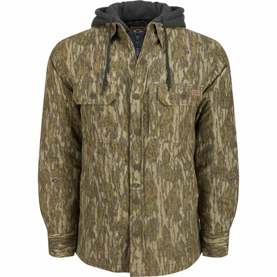 Image of the Drake Waterfowl The Campfire Flannel Hoodie in Mossy Oak Bottomland