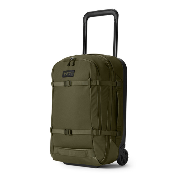 Yeti Crossroads Luggage 22" Wheeled Luggage Angled Image in Olive